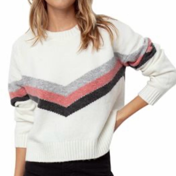 Rails Aura Wool + Cashmere Sweater In Ivory Chevron, Medium, NWOT - Picture 2 of 12